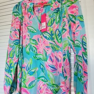 Lilly Pulitzer Elsa top silky satin top XS
